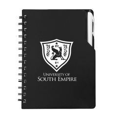 personalized black spiral notebook with matching pen