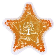 orange star gel bead hot and cold pack with an imprint saying springhead elementary