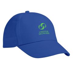 personalized blue non-woven hat with an imprint saying cheffer network