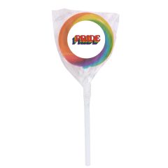 Rainbow Swirl Pride Lollipop - Eye-Catching with Custom Label