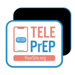 a magnet with an imprint of a pill inside of a phone and text saying teleprep and yoursite.org text below
