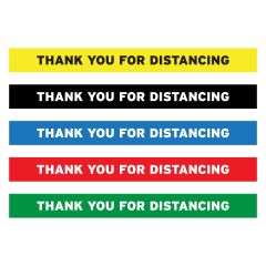 Thank You For Distancing Floor Decal in yellow, black, blue, red, and green