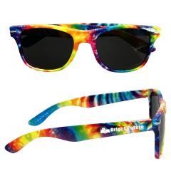 tie-dye sunglasses with an imprint saying Bright Future