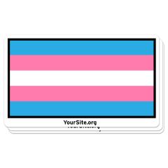 a sticker of the trans flag with yoursite.org text below
