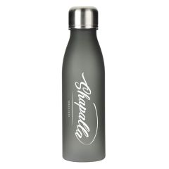 gray bottle with a stainless steel cap and an imprint saying shapalla and since 2012 below