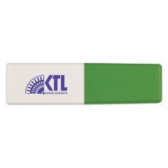 white and green power bank with an imprint saying ktl sound experts