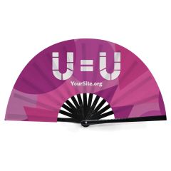custom snap fan with a purple, magenta, and pink background and text saying u=u with yoursite.org text below
