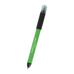 personalized green highlighter pen with translucent cap and an imprint saying heartful family pharmacy