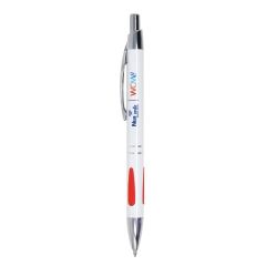 personalized red and white pen with full color imprint on front