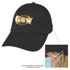 personalized cap with side button to attach face mask