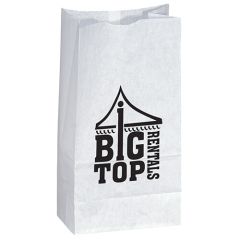 white kraft paper bag with an imprint saying big top rentals
