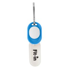 personalized blue and white safety light attached with a clip