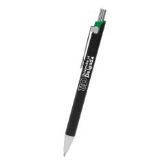 black pen with green trim with an imprint saying University of Delgada