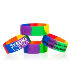 1" Segmented Rainbow Silicone Wristband - Vibrant LGBT Pride Bracelet