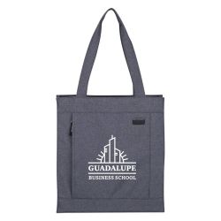 Gray Front Zippered Cotton Tote Bag