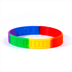 3/4" Segmented Rainbow Silicone Wristband - Vibrant LGBT Pride Bracelet
