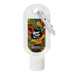 Latinx Your Logo Here Jungle Print Hand Sanitizer Carabiner - 1.8 Oz.