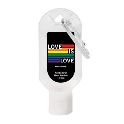 Gay Pride Love is Love Hand Sanitizer Carabiner - 1.8 Oz.