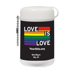 Gay Pride Love Is Love Mini Wet Wipe Canister