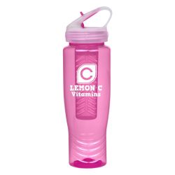 Pink Plastic Sport Bottle w/ Fruit Infuser