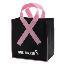 Black Pink Ribbon Tote Bag