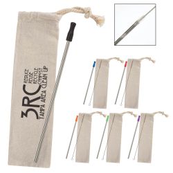 Stainless Steel Straw Kit with Brush & Cotton Pouch