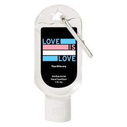 Trans Love Is Love Hand Sanitizer Carabiner 1 Oz.