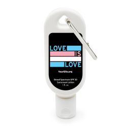 Trans Love Is Love Sunscreen Carabiner - 1 Oz.